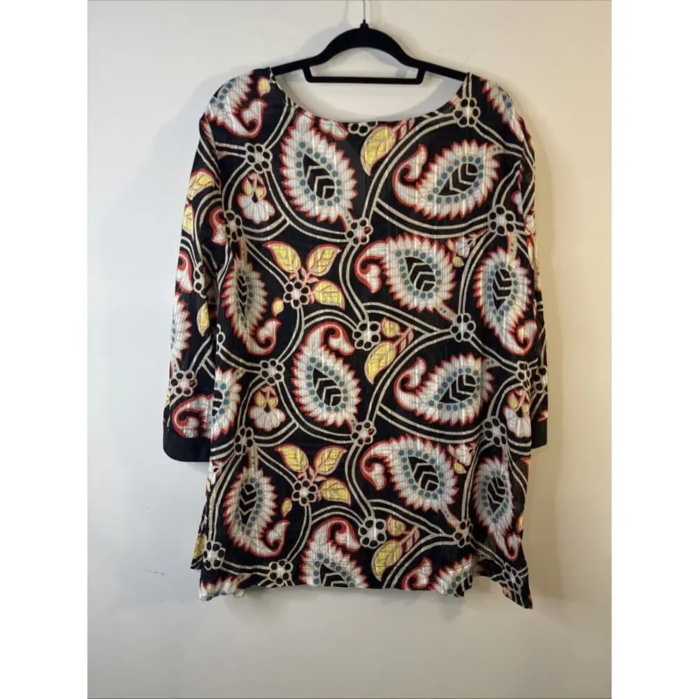 Tommy Hilfiger‎ Paisley Sheer Tunic 3/4 Sleeves 2x - Picture 2 of 11
